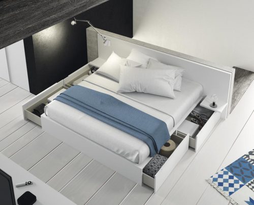 Bed with large storage drawers