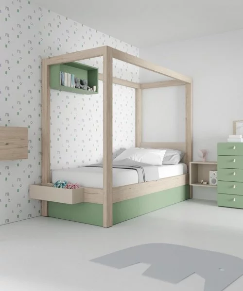 Canopy bed in our colours Veronese and Nórdico