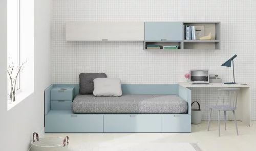 Junior room with a bed and bedside table from our NEST collection