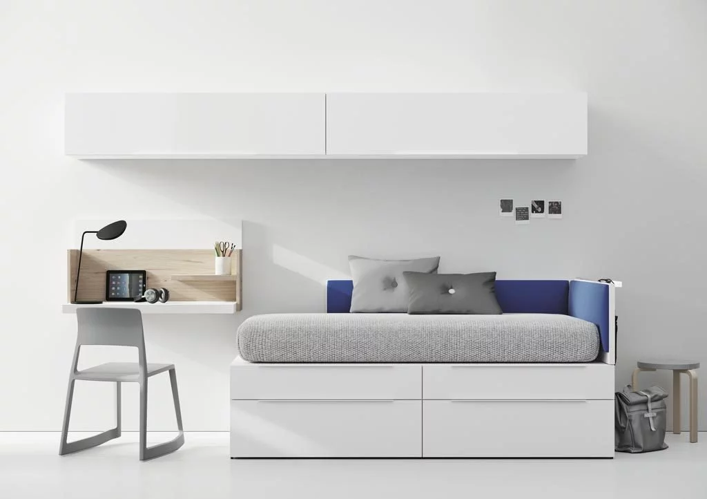 Dormitorio Juvenil minimalista con muebles de la colección NEST