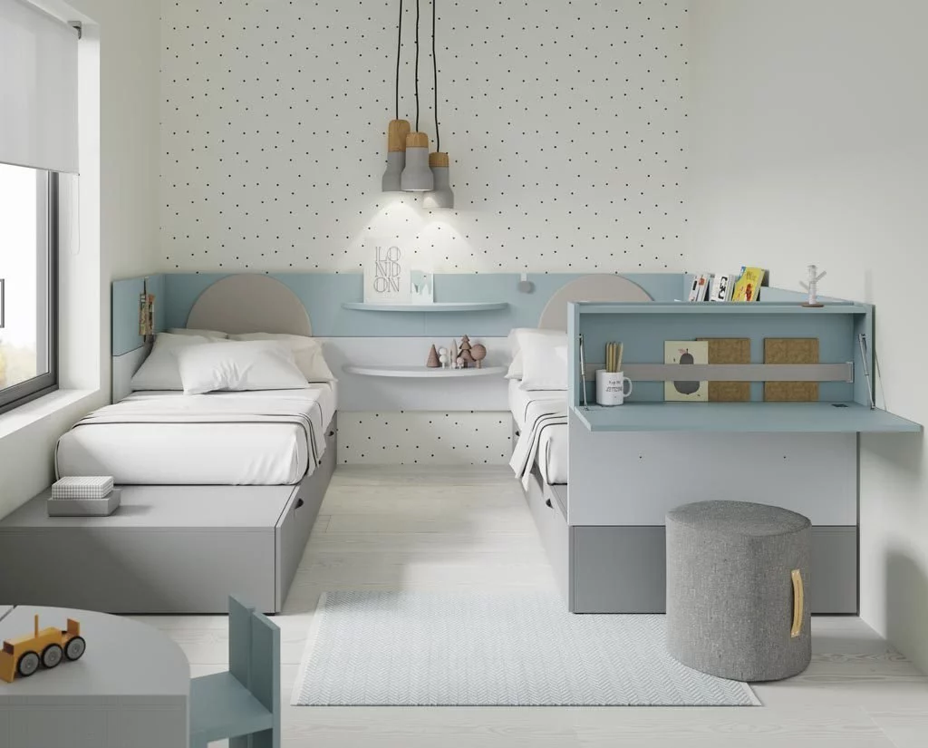Dormitorios juveniles con dos camas en paralelo de la colección NEST