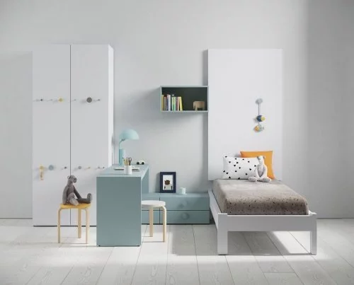 Kids room with our BOLD bed, a simple and functional distribution of space