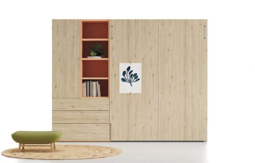 Composition with a vertical wall-bed in colour Nórdico