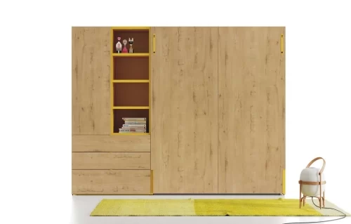 Composition with a vertical wall-bed in colour Forest