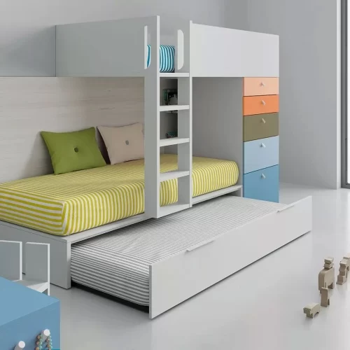 Detail of trundle bed beneath the bunk-bed