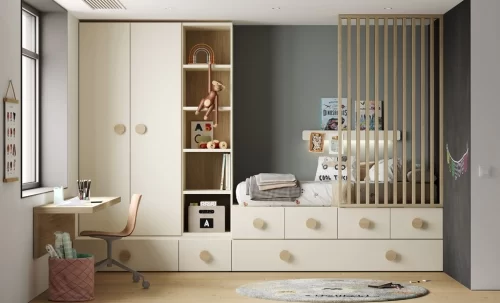 Compact and highly functional environment combining open and closed units