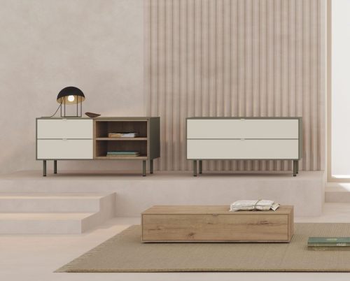Freestanding auxiliary modules with benches and drawers