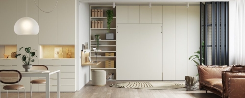 Wall bed in a Loft with a spacious and functional environment