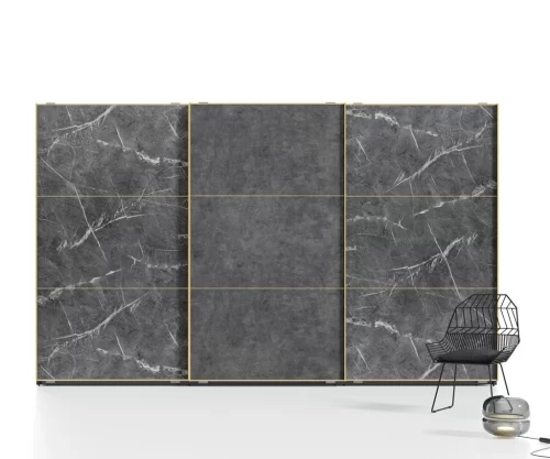 Three sliding door wardrobe with Stone finish