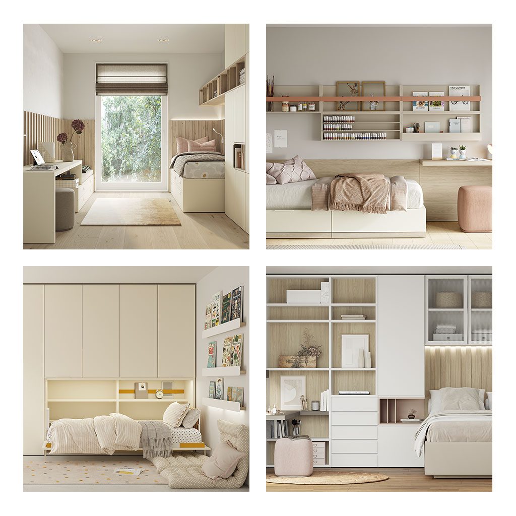 Detalle de los casilleros de los interiores de armarios