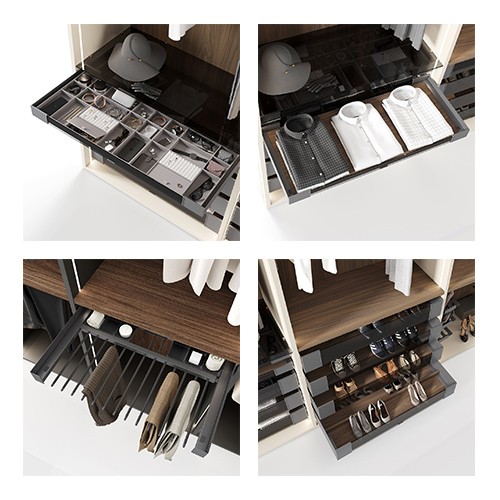 Detalle de los casilleros de los interiores de armarios