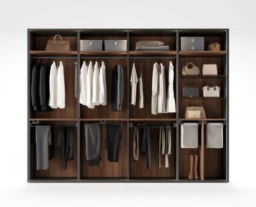 Various Elegance Line interior accessories in a walk-in wardrobe
