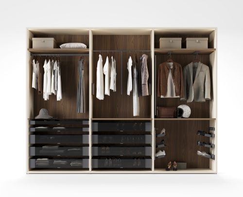 Walk-in wardrobe with interior accessories from the Elegance Line series