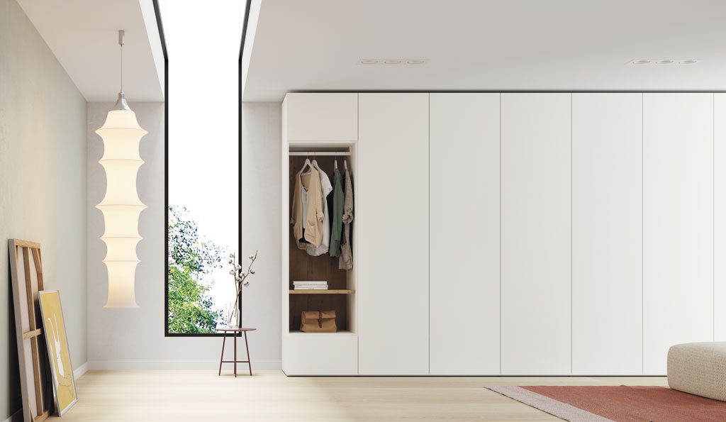 Hinged door wardrobe in White color