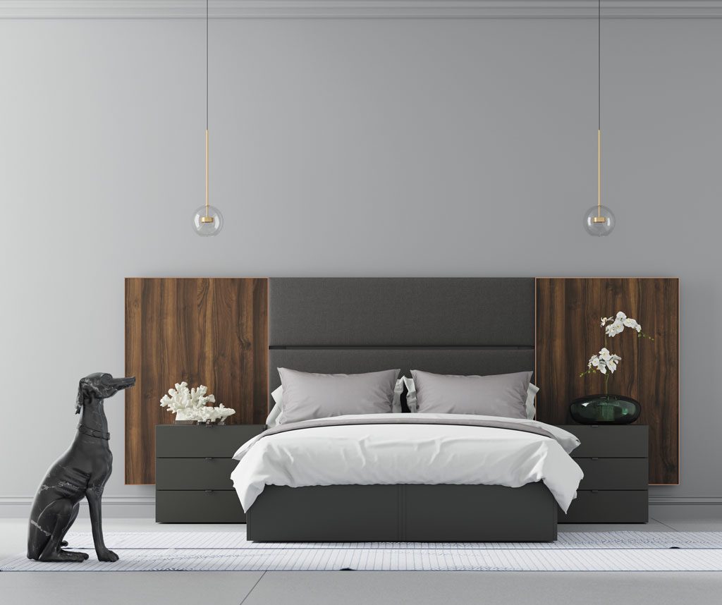 Bed with Due model upholstered headboard Bed with Due model upholstered headboard