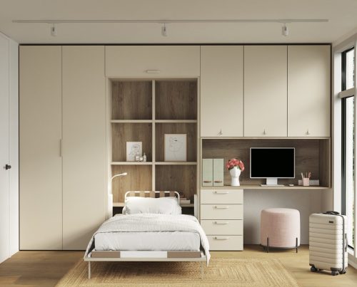 Vertical fold-down bed, a compact environment for small spaces