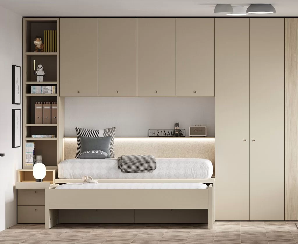 Detail of the set with double bed