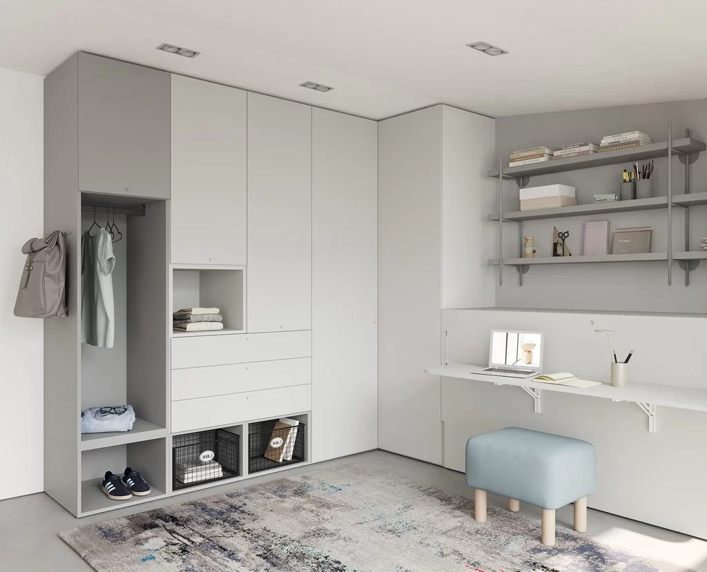 Youth bedroom with wardrobe with smooth doors Youth bedroom with wardrobe with smooth doors