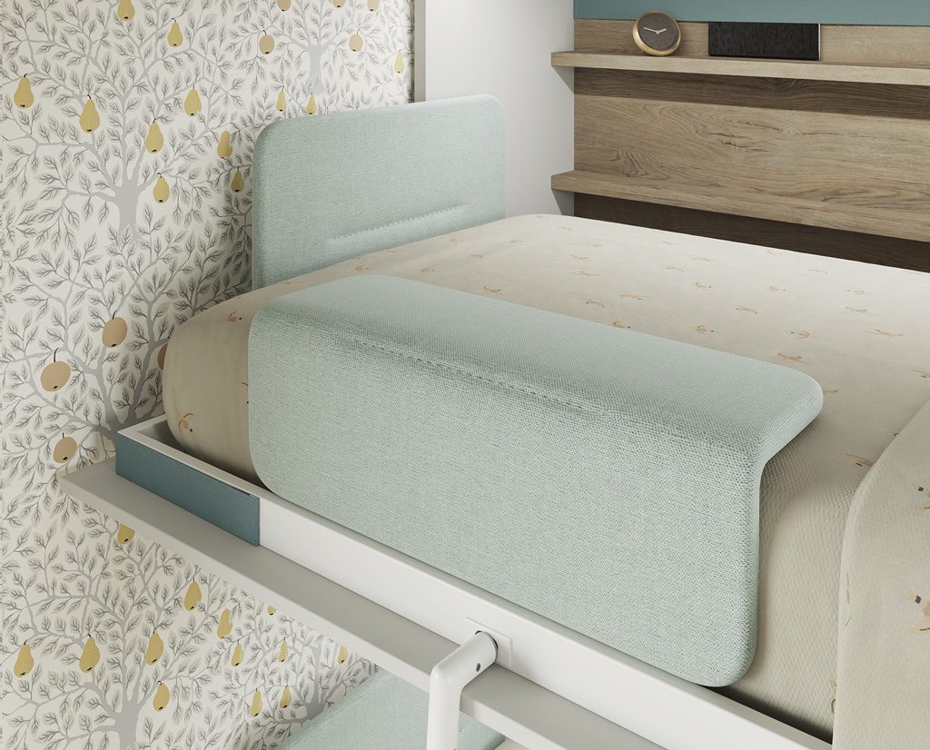 Fabric fold-down protector and headboard Fabric fold-down protector and headboard