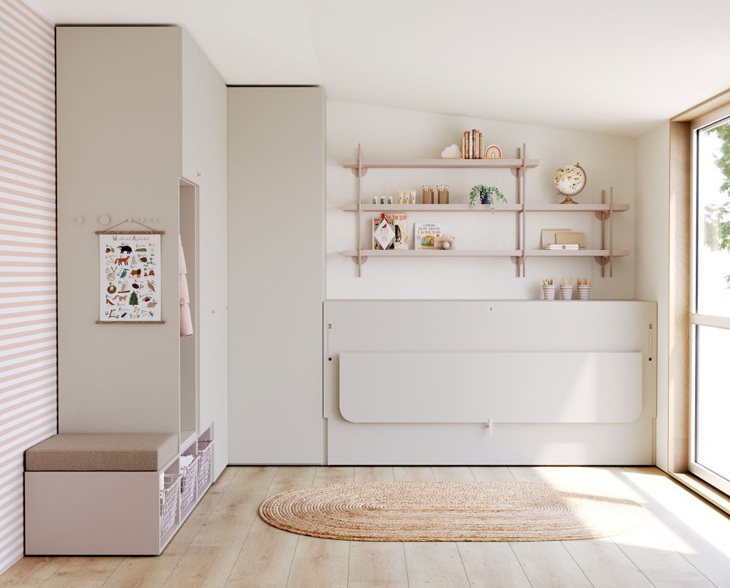 Youth bedroom with fold-down bed Youth bedroom with fold-down bed