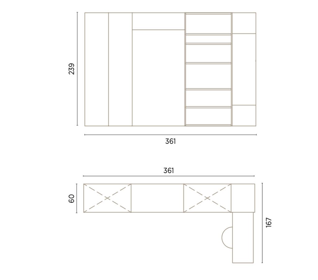 Measurements of this bedroom with fold-down bed and folding desk Measurements of this bedroom with fold-down bed and folding desk