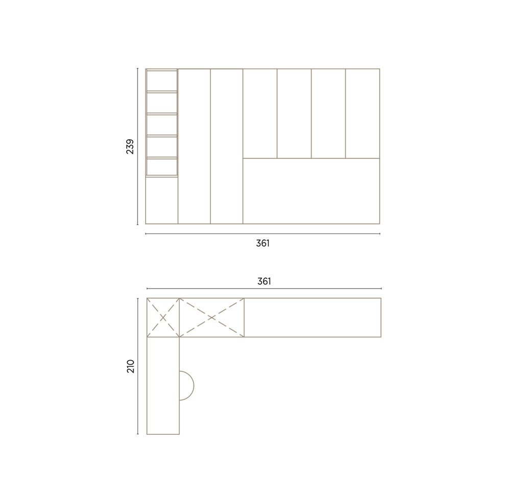 Measurements of this bedroom with integrated fold-down bed