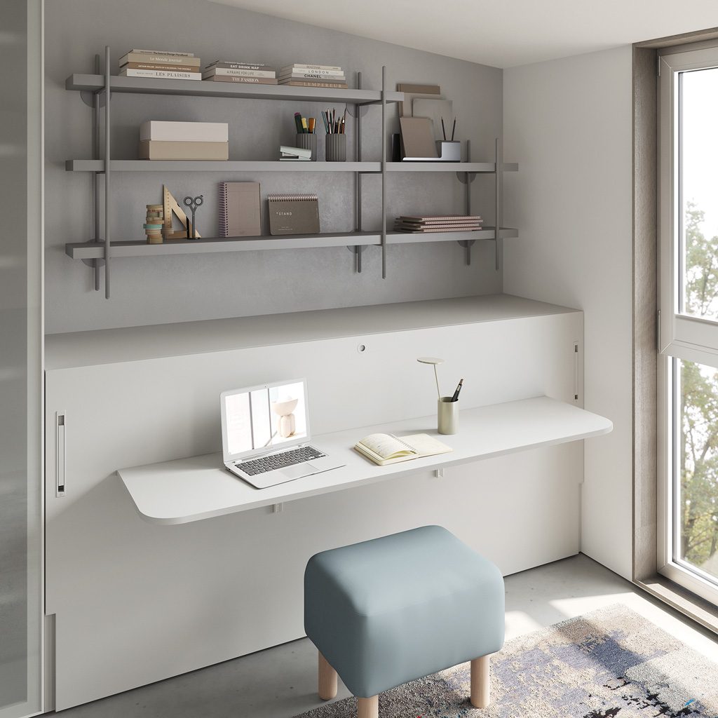 Fold-down bed and Flap folding desk