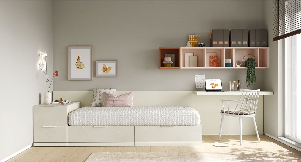 The same bedroom with different designs for the work area The same bedroom with different designs for the work area