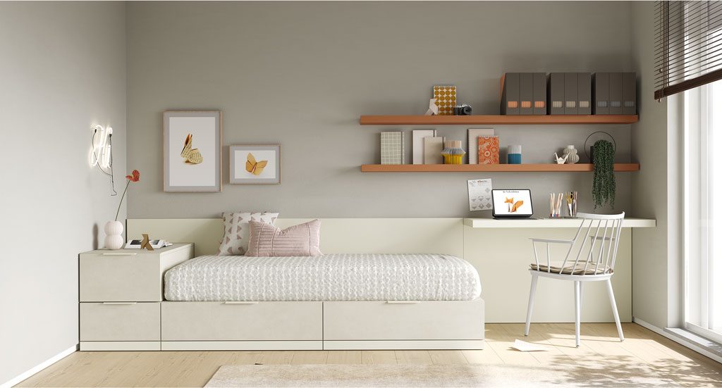 The same bedroom with different designs for the work area The same bedroom with different designs for the work area